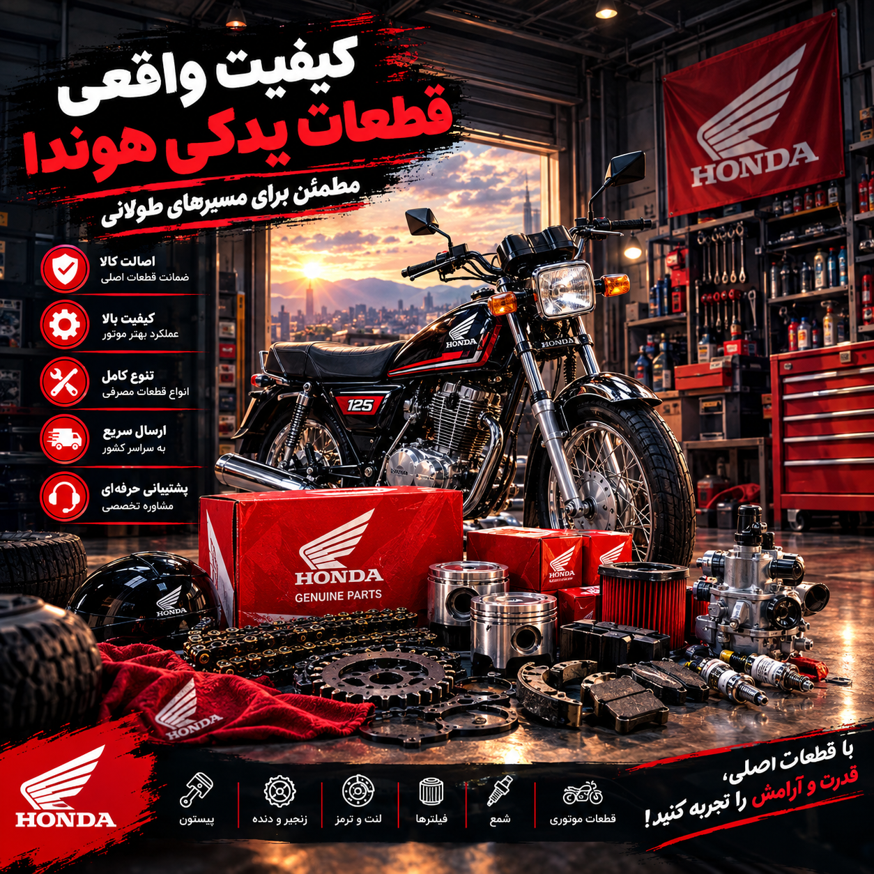 لوازم یدکی اصلی هوندا 125 150 200 cc را از کجا بخریم؟